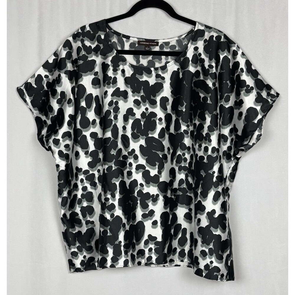 Adrienne Vittadini Women’s Size Large Black & White Abstract Print Blouse